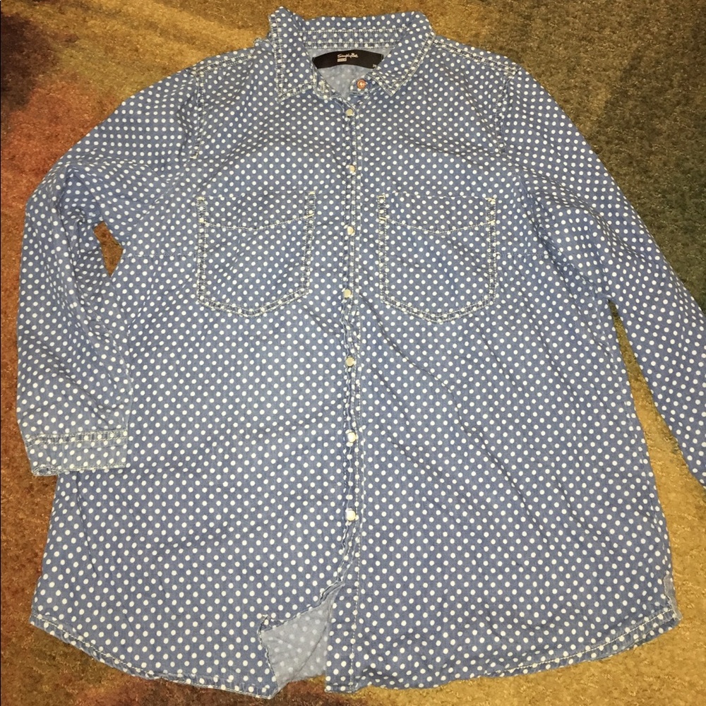 Polka Dot Denim Shirt